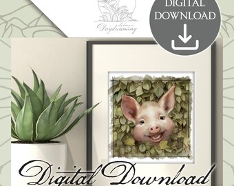 Cute Piglet Watercolor Print | Whimsical Storybook Art (Digital Download)