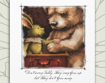 TEDDY BEAR Canvas Print  | Baby's Room Artwork | Children's Wall Decor