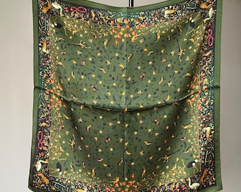 100% Pure Mulberry Silk HeadScarf - 26”Large Lightweight Headscarf/Bandana/Hair Scarf - Botanical Silk Scarf Gift