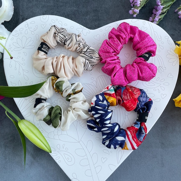 100% pure moerbeizijdescrunchie – Handgemaakte kleine zijden haarscrunchie – zachte elastische haarband – luxe haaraccessoire