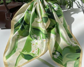 100% Pure Mulberry Silk Multicolour Silk scarf / Neckscarf/ Ponytail/Hair Scarf 20”-Beautiful Square Silk Scarf Great Gift for Her