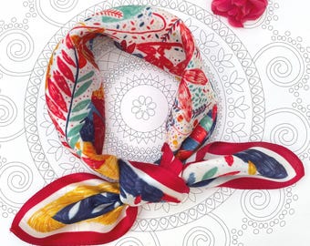 100% Mulberry Silk Scarf-Small Square Multicolor Silk Scarf, lightweight Luxury Neck Hair Scarf, Elegant Gift for Her