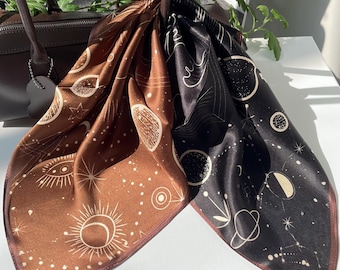 100% Mulberry Multicolour Silk Scarf/Neckscarf/Ponytail – Artistic Painting Style Square Silk Neck Scarf – 20” Silk Scarf Gift for Her