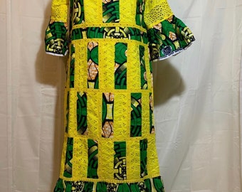 African real wax mixed with dentelle maxi dress