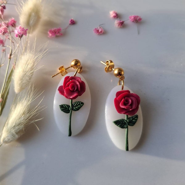 Boucles d'oreilles rose, Boucles d'oreilles fleur ,cadeau saint Valentin, Boucles d'oreilles pour soirées,bijoux fantaisie