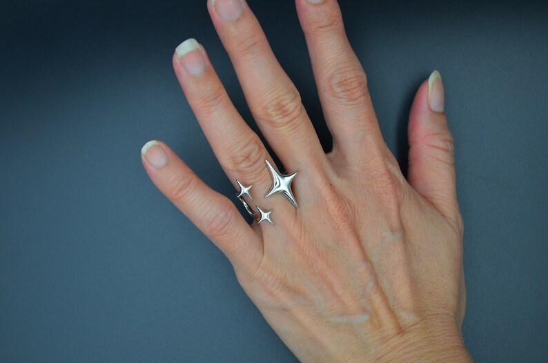 Razzle Dazzle Ring 925 Sterling Silver / Star Ring / Bling Etsy