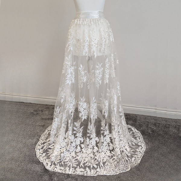 Custom Fit Ivory lace wedding bridal over skirt detachable