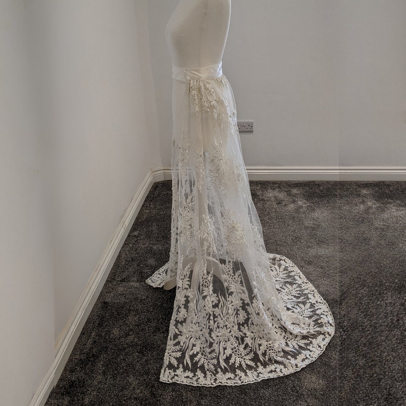 Custom Fit Ivory lace wedding bridal over skirt detachable image 2