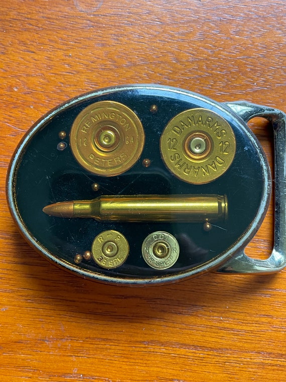 Remington Bullet Ammo belt buckle, vintage 1970s