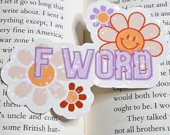 Funny F Word Sticker | Floral Holo Laptop Decal