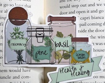 Witchy Herb Magic Sticker, Heath & Healing | Apothecary Potion, Botanical Witchy Planner, Garden Witch