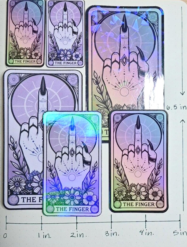 Witchy Tarot Sticker | The Finger | Funny Middle Finger Witch Laptop & Water Bottle Sticker image 3
