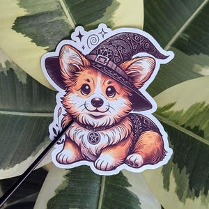 Magic Puppy | Witchy Corgi |Laptop Sticker | Water Bottle Sticker | Journal Sticker | Phone Sticker | Holo Sticker