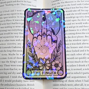 Witchy Tarot Sticker | The Finger | Funny Middle Finger Witch Laptop & Water Bottle Sticker image 4