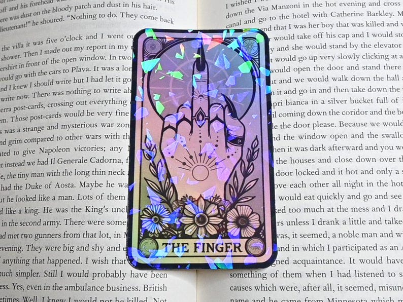 Witchy Tarot Sticker | The Finger | Funny Middle Finger Witch Laptop & Water Bottle Sticker image 4