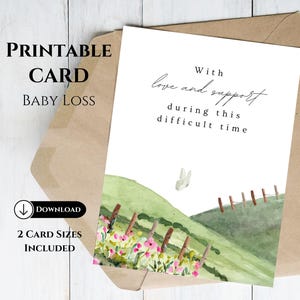 Carte imprimable perte de bébé, carte de sympathie papillon blanc, carte de condoléances pour deuil, cadeau de perte d'un nourrisson mort-né pour fausse couche, bébé ange