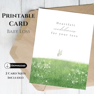 Carte imprimable perte de bébé, carte de sympathie papillon blanc, carte de condoléances pour deuil, cadeau de perte d'un nourrisson mort-né pour fausse couche, bébé ange