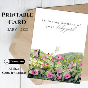 A6 druckbare Baby Verlust Karte, weißer Schmetterling Beileid Karte, Trauer Beileid Karte, Fehlgeburt Totgeboren Säugling Verlust Geschenk, Engel Baby