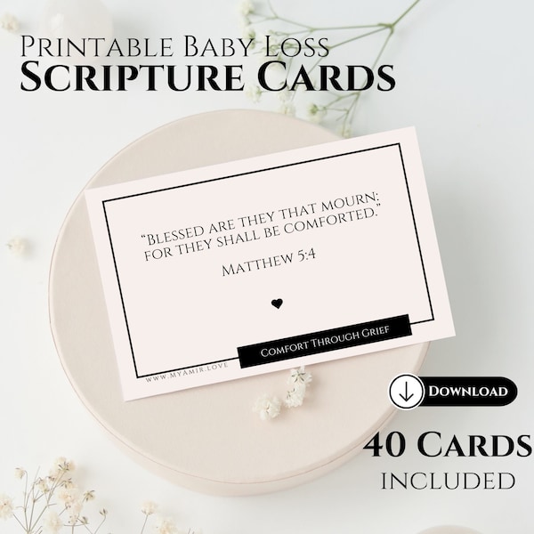 Printable Comforting Scripture Cards for Baby Loss, Miscarriage Stillbirth Infant Loss Gift, Condolence Sympathy Gift, Mama Of An Angel Baby