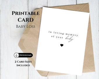 Printable Baby Loss Card, Memory Of Your Baby Sympathy Card, Bereavement Condolence Card, Miscarriage Stillborn Infant Loss Gift, Angel Baby