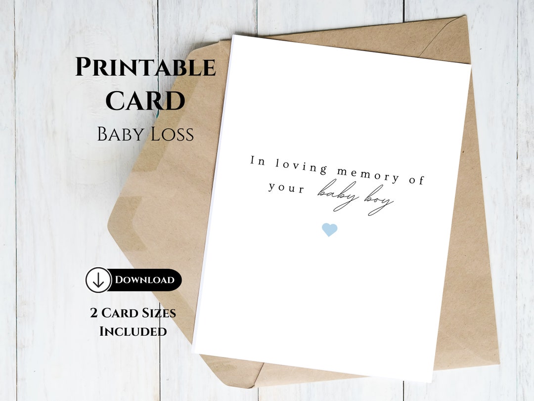 Printable Baby Loss Card, in Memory of Boy Sympathy Card, Bereavement ...