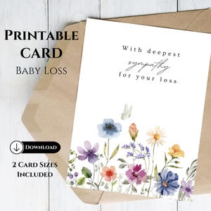 Carte imprimable perte de bébé, carte de sympathie papillon blanc, carte de condoléances pour deuil, cadeau de perte d'un nourrisson mort-né pour fausse couche, bébé ange
