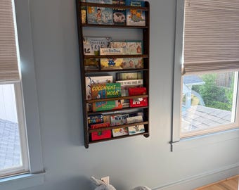 Wall Mounted Kids Bedroom Bookshelf, Space Saver Floating Book Rack, Behind the Door Handmade Montessori Bookshelf for Kids