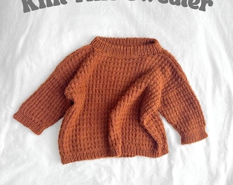 Knit Baby Sweater Pattern: Oversized Pullover, Bottom-Up Design (PDF + Video Tutorial)
