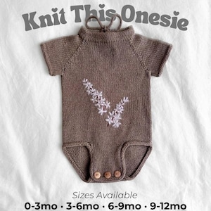 Modello per tutina da neonato lavorata a maglia: design senza cuciture dall'alto verso il basso (0-1 anno) (PDF + tutorial video)