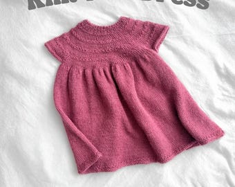 Knit Baby Dress Pattern: Top-Down Seed Stitch with Flowing Skirt (PDF + Video Tutorial)
