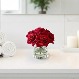 Real Touch Red Rose Centerpiece: Artificial Floral Arrangement