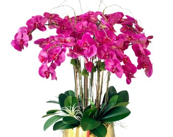 Real Touch Purple Orchid Arrangement, Faux Purple Orchid Arrangement, Tall Orchid Centerpiece, Real Touch Orchid Arrangement,