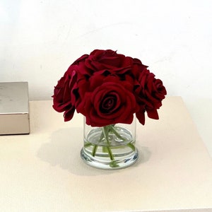 High Quality Silk Rose Arrangement, Burgundy Rose Arrangement, Rose Centerpiece, Artificial Rose Arrangement, Deep Red Rose Centerpiece, Fl