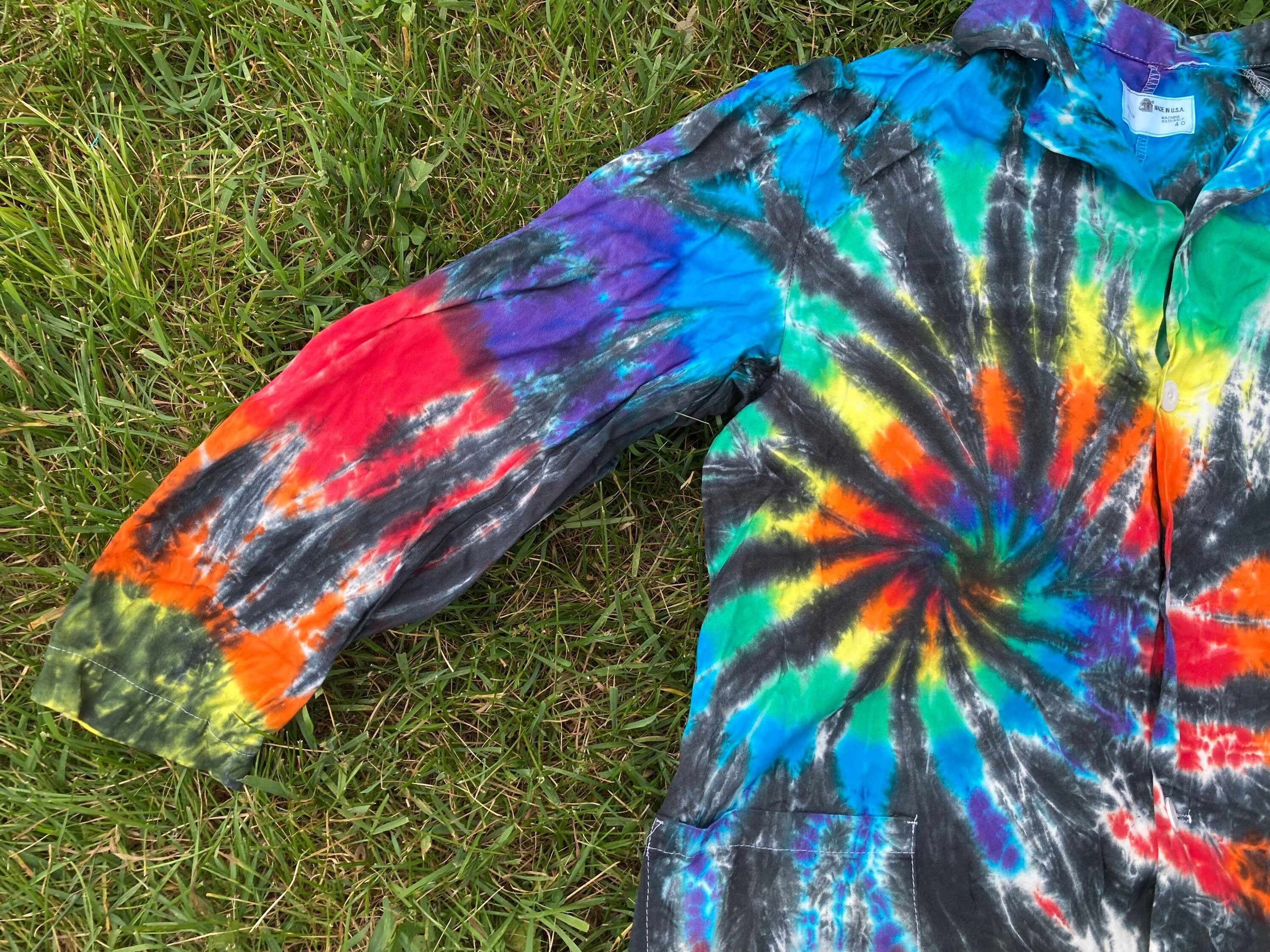 NEW Tie Dye Dyed Medical Lab Coat Vermont Made Size 40 Rainbow Etsy
