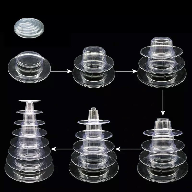 4-Tier Round Clear Plastic Macaron Tower Stand With Carrying Case - Display For Desserts & Pastries 2 thumbnail image