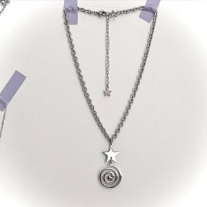 Grunge Y2K Everyday Steel spiral + star charm necklace