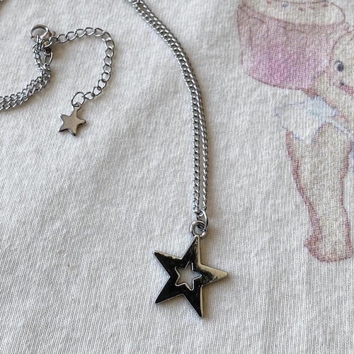 Stainless Steel Charm Necklace With Spiral and Star Pendants Etsy