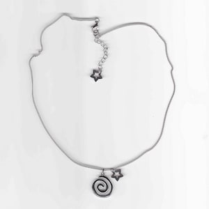 No tarnishing, length options silver stainless steel charm necklace with spiral pendant & stars /grunge coquette Y2K handmade hypoallergenic