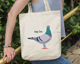Funny Tote for Birdwatcher Woman Gift With Pigeon Bird Lover Gift Tote Bag With Pun Stay Coo Reusable Shopping Bag Mother's Day Gift