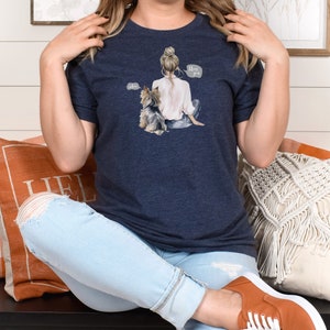 Cute Yorkie Mom Shirt Gift for Yorkie Owner T-Shirt Yorkshire Terrier Watercolor TShirt Dog Sneeze Bless You Dog Owner, Mother's Day Gift Heather Navy