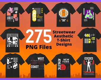 275 Urban Streetwear T-Shirt Designs - PNG Shirt Designs - Abstract Aesthetic PNGs - Screen Printing - Print on Demand PNGs - Fashion Style