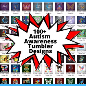 100 Autismus-Bewusstseins-Becher-Designs - Becher PNGs - Blauer Schmetterling Autistisches Bewusstsein Becher-PNG-Designs für den Sublimationsdruck