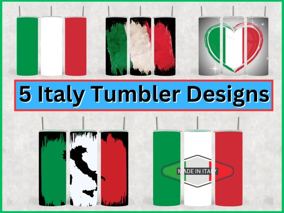 5 Italy Tumbler Designs - Italian Tumbler Wrap Designs - PNG Images for Sublimation Printing - Italian Flag Tumbler Wraps Design