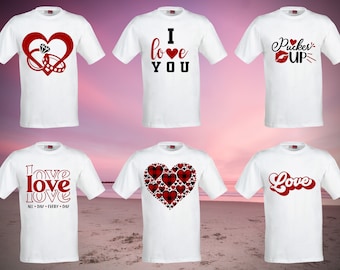 140 Valentine's Day / Love T-Shirt Design Bundle - PNGs with Transparent Backgrounds - Print on Demand Designs - Cute Sublimation Printing