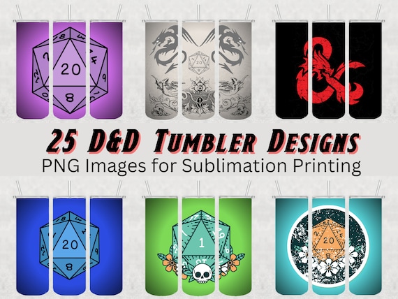 25 Dungeons and Dragons Tumbler Designs - PNG Images for Sublimation Printing - D&D Tumbler PNGs - DnD Tumbler Wrap Designs