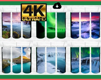25 Waterfall Tumbler Designs - PNG Files - Waterfall Tumbler PNGs - Sublimation Printing - Beautiful Waterfall Designs