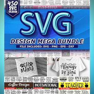 450 Pacote de design de camiseta - Designs de camisa SVG e design PNG com fundos transparentes - Pacote enorme de camiseta SVG - Designs de impressão sob demanda