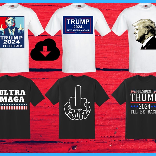 20 Donald Trump T-Shirt Designs - Pro Trump PNG Shirt Design - MAGA PNGs = Donald Trump 2024 - Anti Biden - Make America Great Again