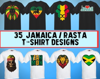 35 Jamaica / Rasta T-Shirt Designs - PNG Images With Transparent Backgrounds - Jamaican PNGs - Sublimation Printing - Screen Printing - POD