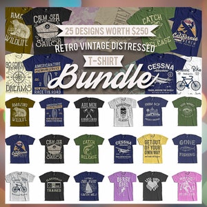 25 Retro Vintage T-Shirt Designs - PNG files with Transparent Backgrounds - Streetwear Aesthetic